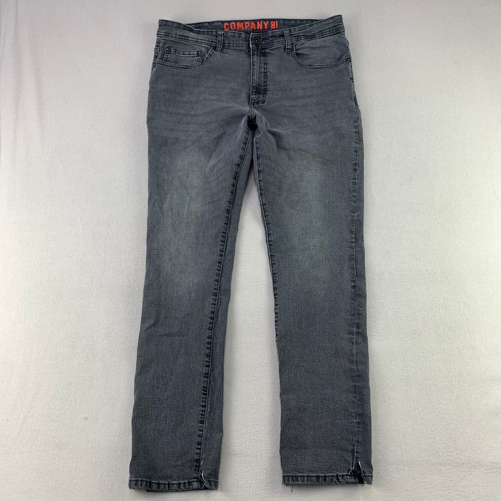 Company 81 Jeans Slim-Fit Mens 36x32 Faded Black Stretch Denim Rocker Biker Y2K